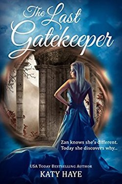 book cover for The Last Gatekeeper by Katy Haye, a book edited by Romance Refined editor Rachel Daven Skinner. Book covers shows the silhouette of a woman's face diving two landscapes, one of green pastures and one of red desert