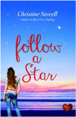 book cover for Follow a Star by Christine Stovell, a book edited by Romance Refined editor Rachel Daven Skinner. Book cover shows a woman standing on a beach and staring at the sunset as stars come out